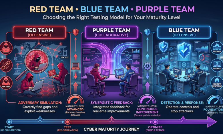 Red Team, Blue Team, Purple Team៖ ការជ្រើសរើសទម្រង់នៃការធ្វើតេស្តឱ្យត្រូវនឹងកម្រិតភាពចាស់ទុំរបស់អ្នក