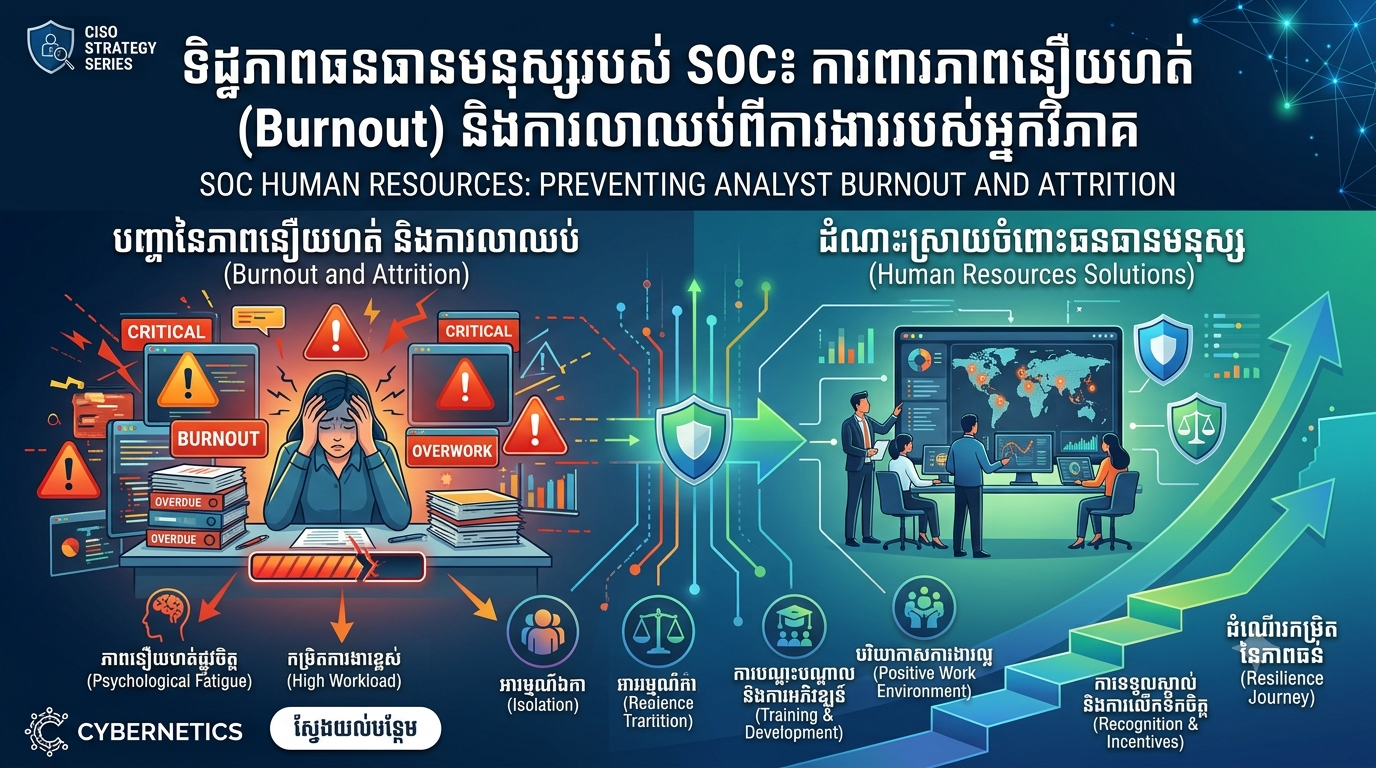 ទិដ្ឋភាពធនធានមនុស្សរបស់ SOC៖ ការពារភាពនឿយហត់ (Burnout) និងការលាឈប់ពីការងាររបស់អ្នកវិភាគ